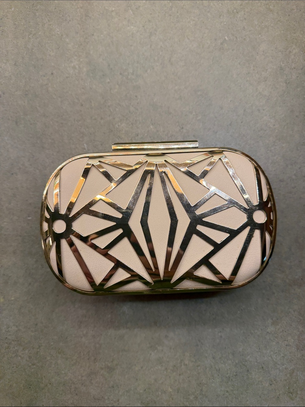 Aldo Blush Clutch with Gold Geometric Overlay